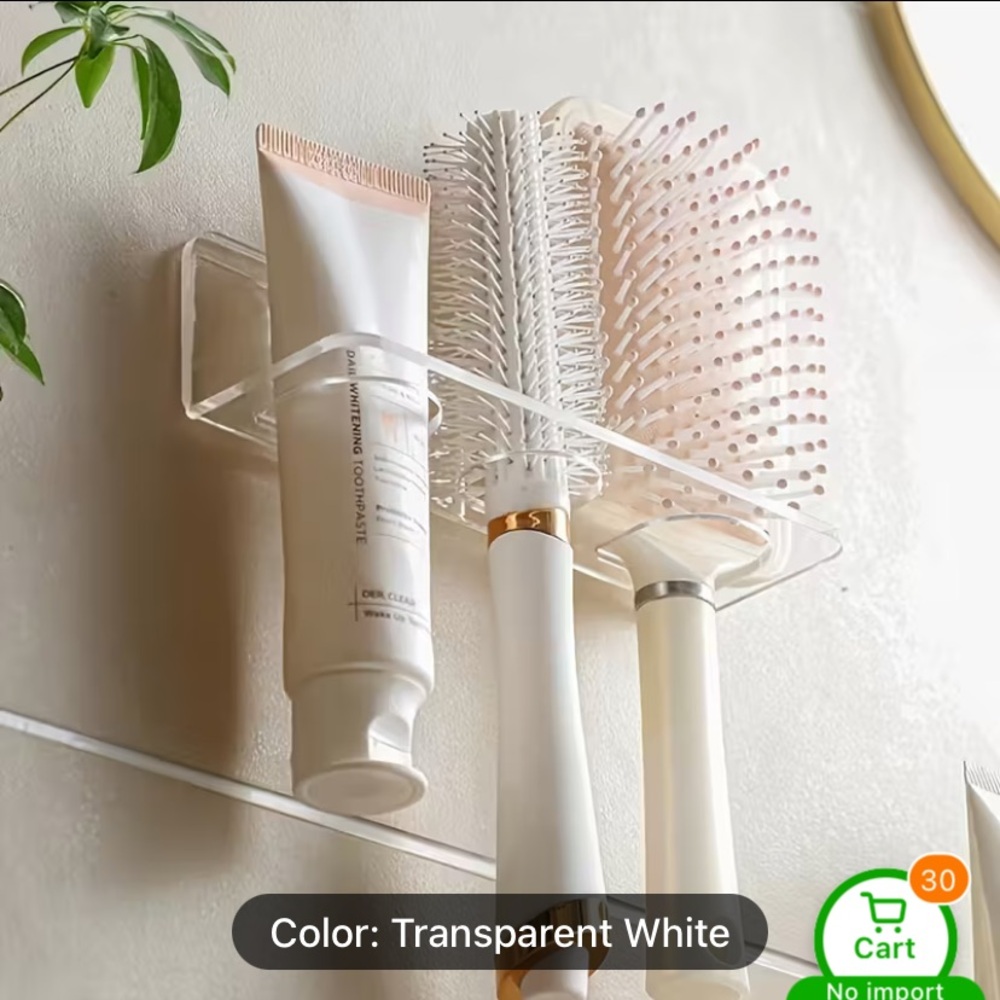 5/$10 | Acrylic Hairbrush Holder - Wall-Mounted No-Drill Storage for Vanity